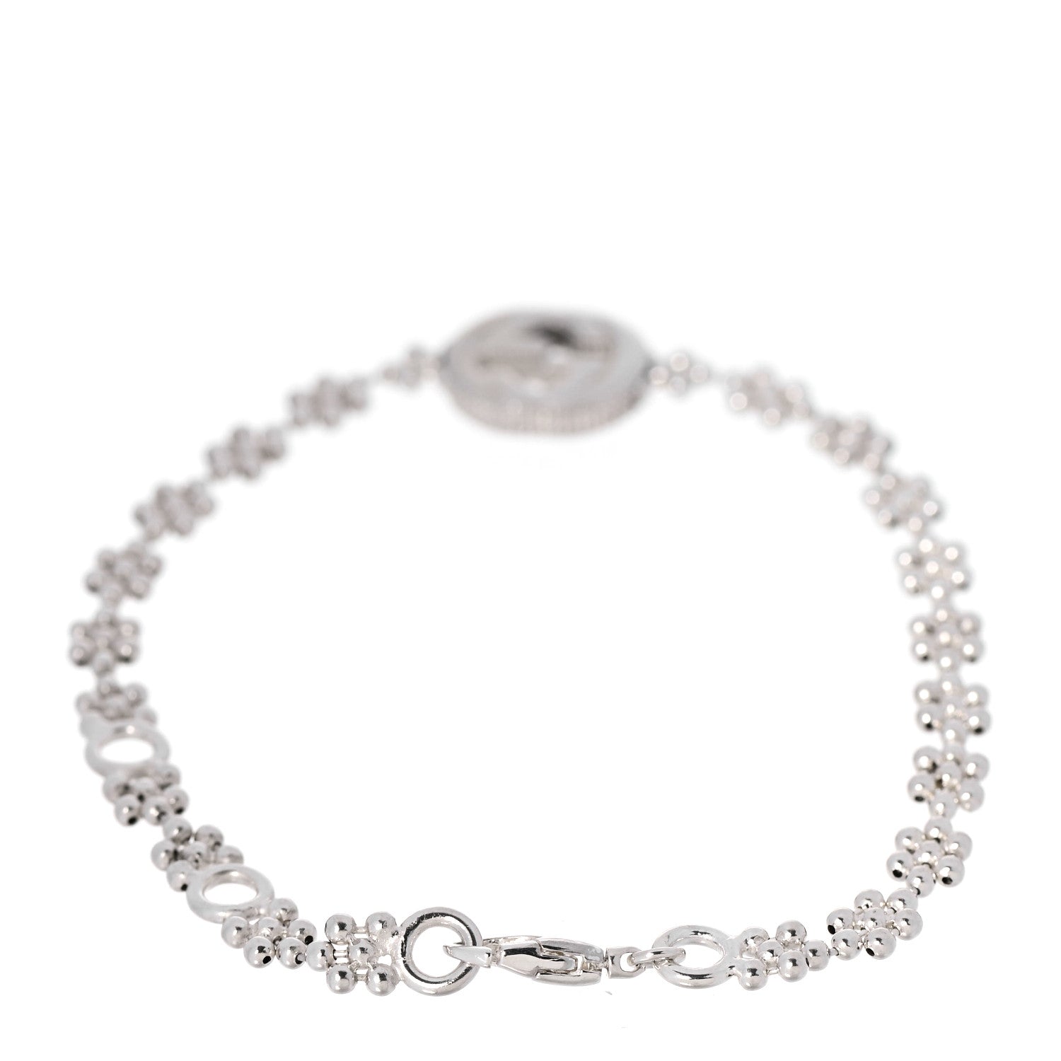 Gucci Sterling Silver Interlocking GG Beaded Flower Bracelet 3 of 5