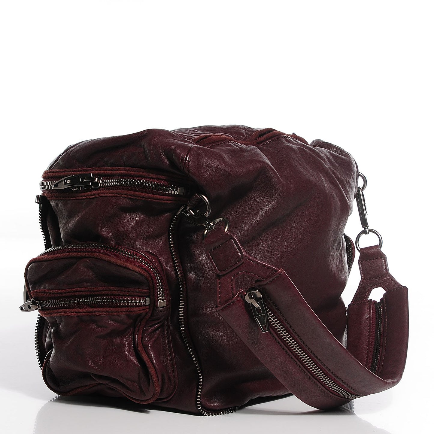 Washed Lambskin Jane Shoulder Bag Burgundy
