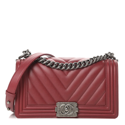 Chanel Lambskin Chevron Quilted Medium Boy Flap Red 1 of 13