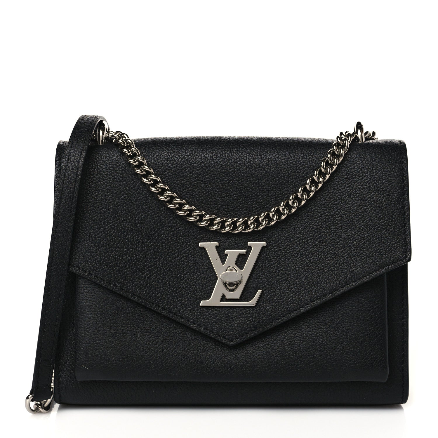 Louis Vuitton Soft Calfskin Mylockme Chain Bag BB Black 1 of 10