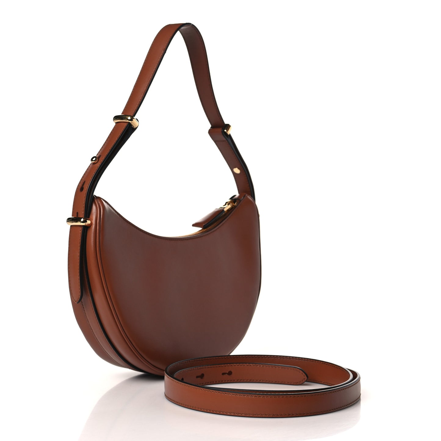 Soft Calfskin Arque Shoulder Bag Cognac
