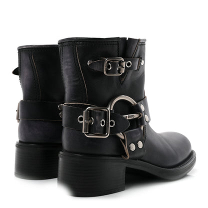 Miu Miu Vitello Deco Harness Enigneer Boots 37.5 Black 5 of 10