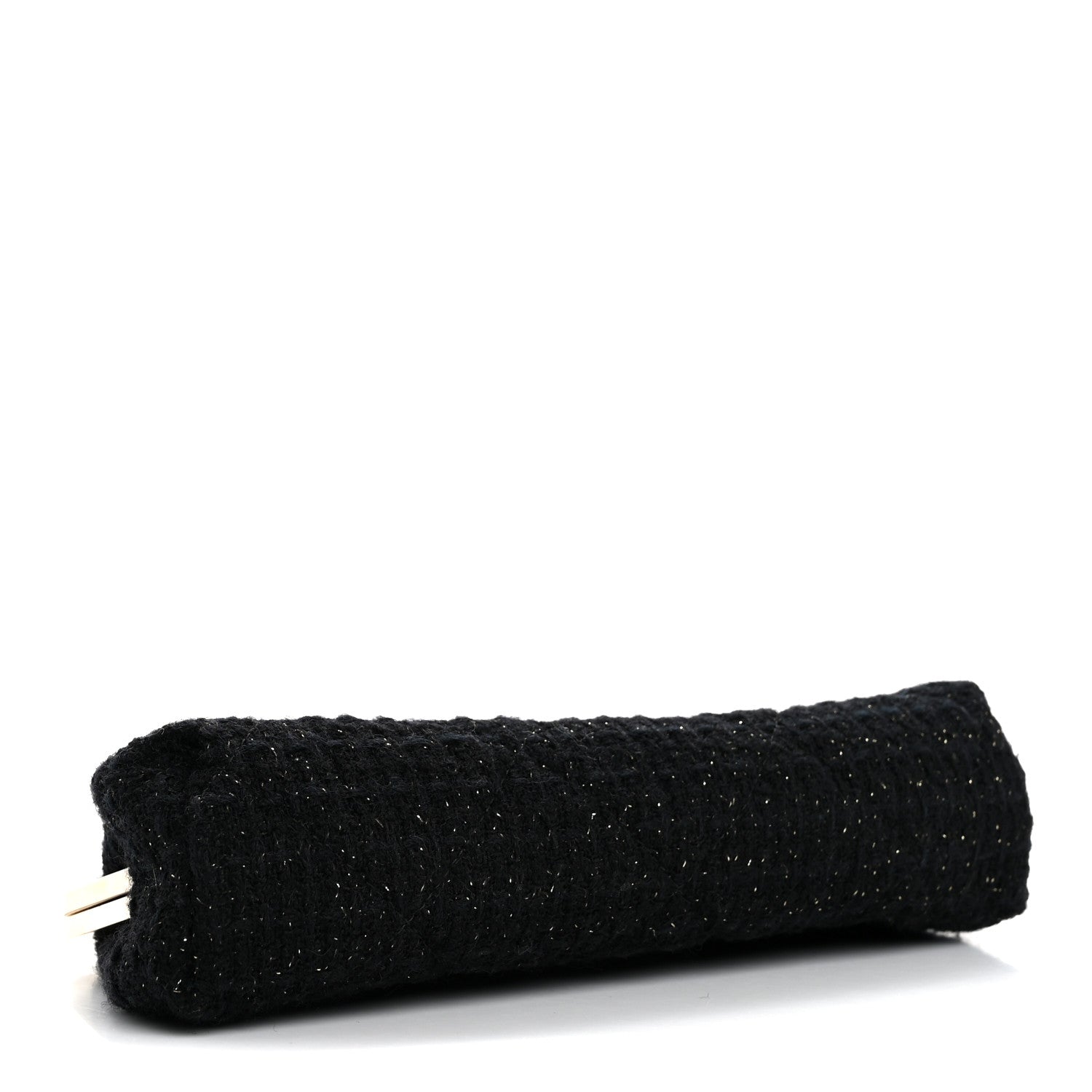 Chanel Tweed Quilted Kiss Lock Clutch Black 4 of 8