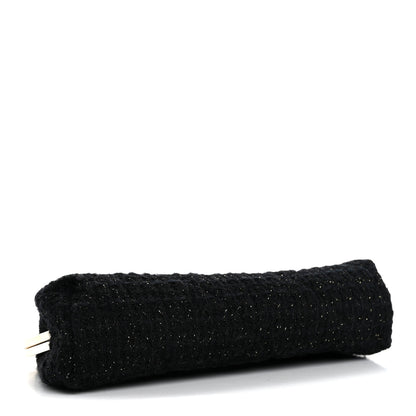 Chanel Tweed Quilted Kiss Lock Clutch Black 4 of 8