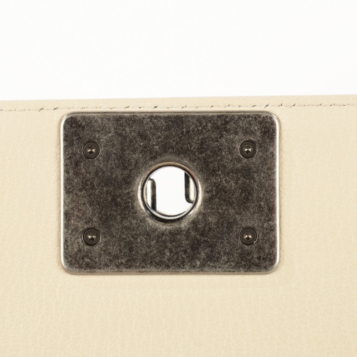Goatskin Quilted Patent Small Duo Boy Flap White