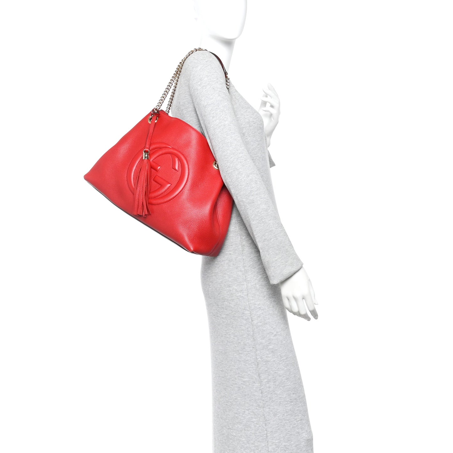 Cellarius Calfskin Medium Soho Chain Shoulder Bag Vibrant Red
