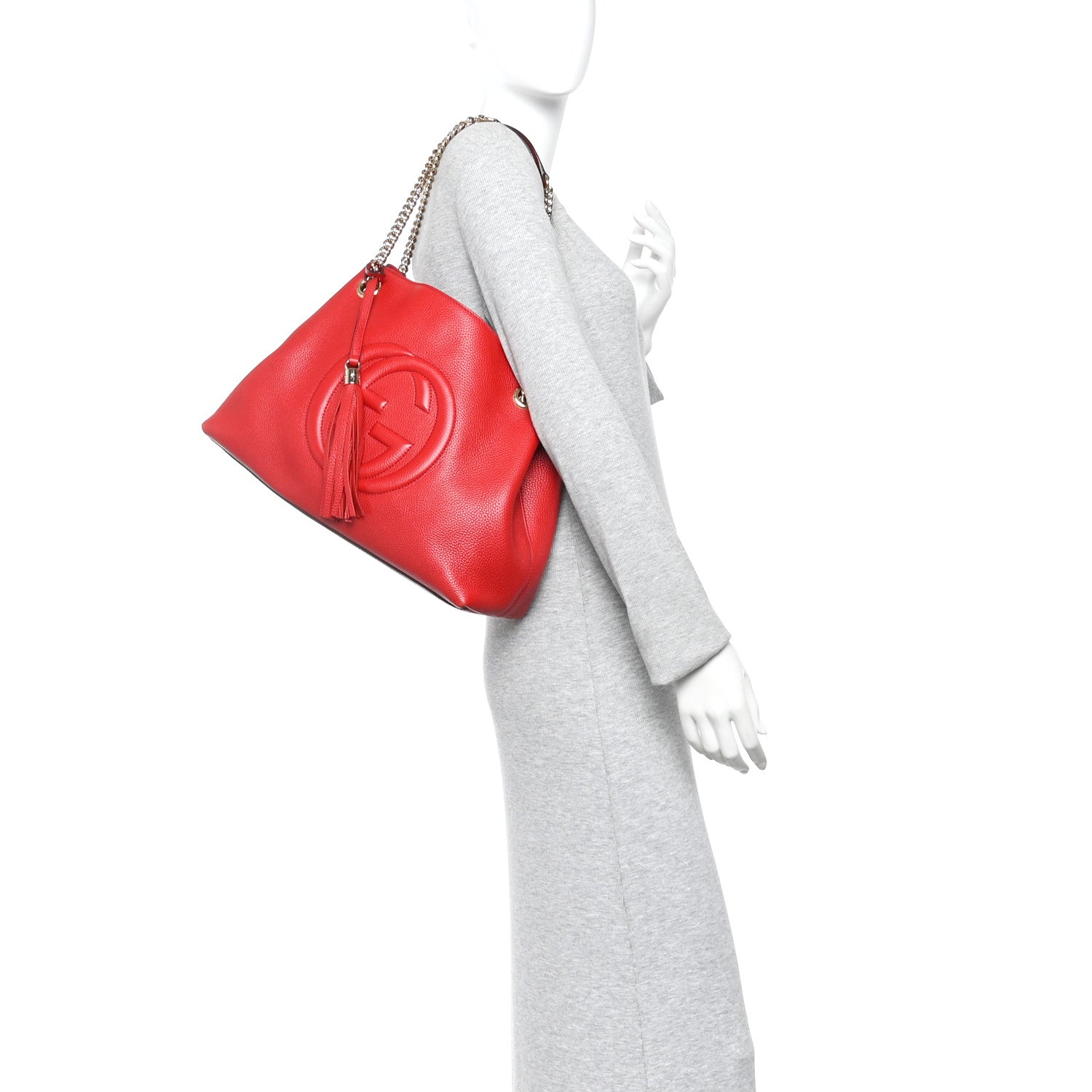 Gucci Cellarius Calfskin Medium Soho Chain Shoulder Bag Vibrant Red 2 of 13