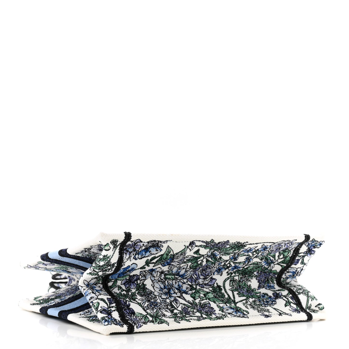 Canvas Embroidered Small Flowers Book Tote Blue