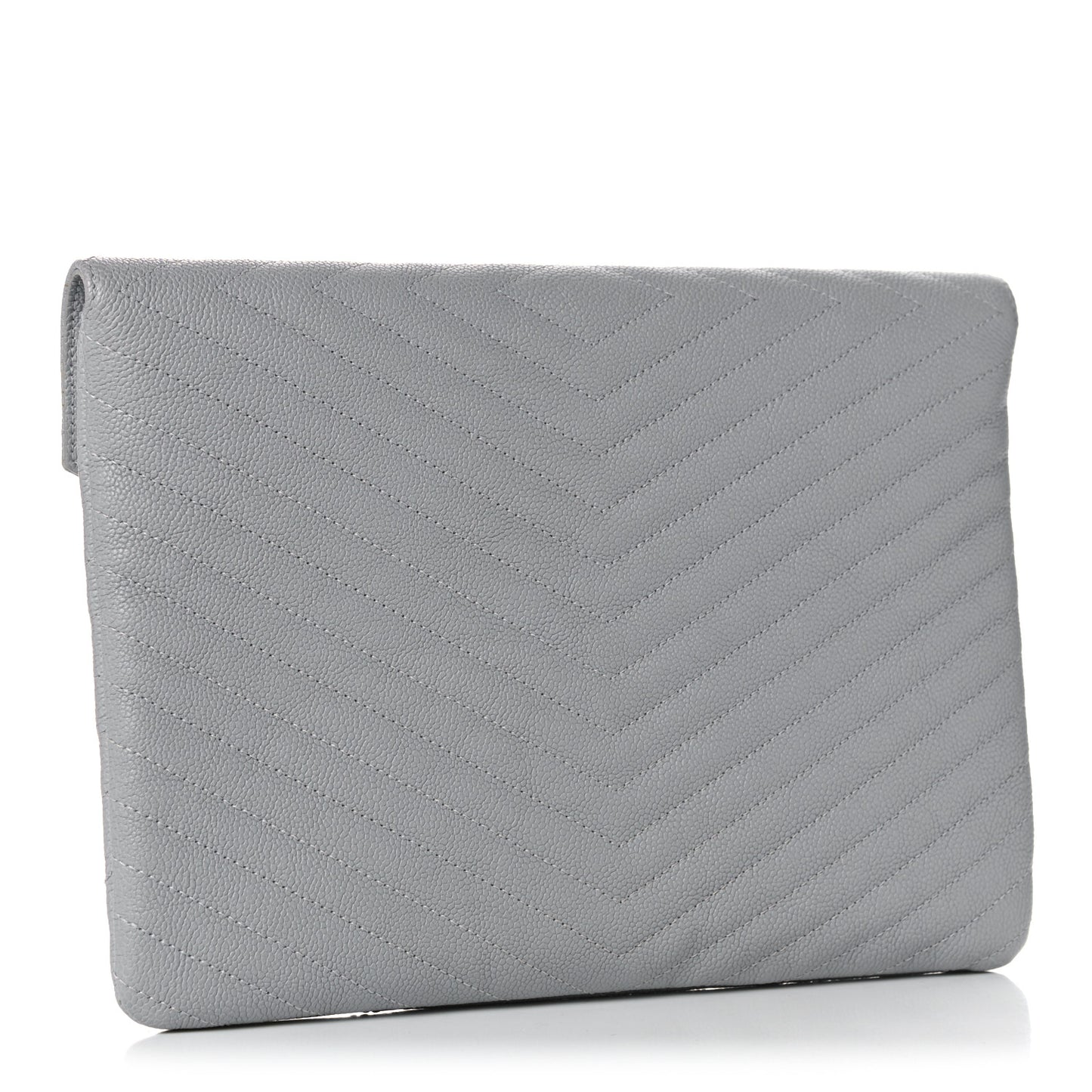 Caviar Chevron Quilted Small Statement Pouch Grey