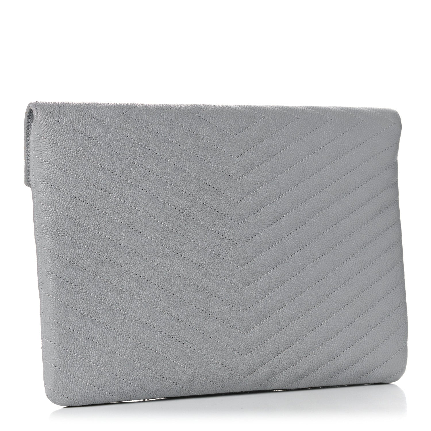 Chanel Caviar Chevron Quilted Small Statement Pouch Grey 3 of 10
