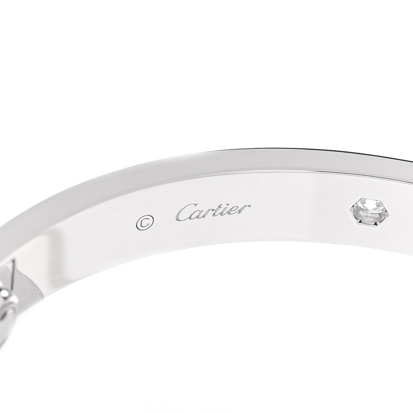 18K White Gold 4 Diamond LOVE Bracelet 17