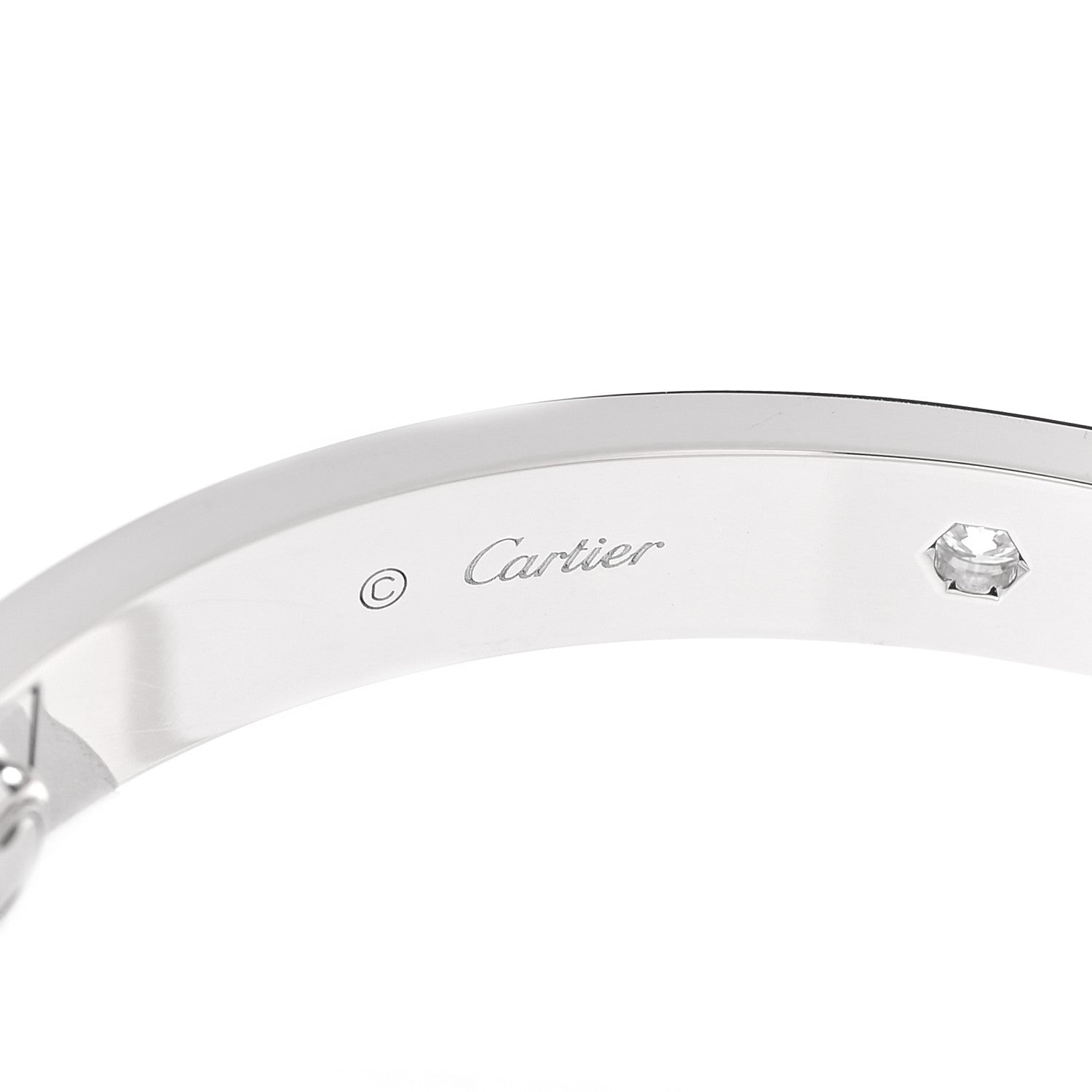 Cartier 18K White Gold 4 Diamond LOVE Bracelet 17 3 of 6