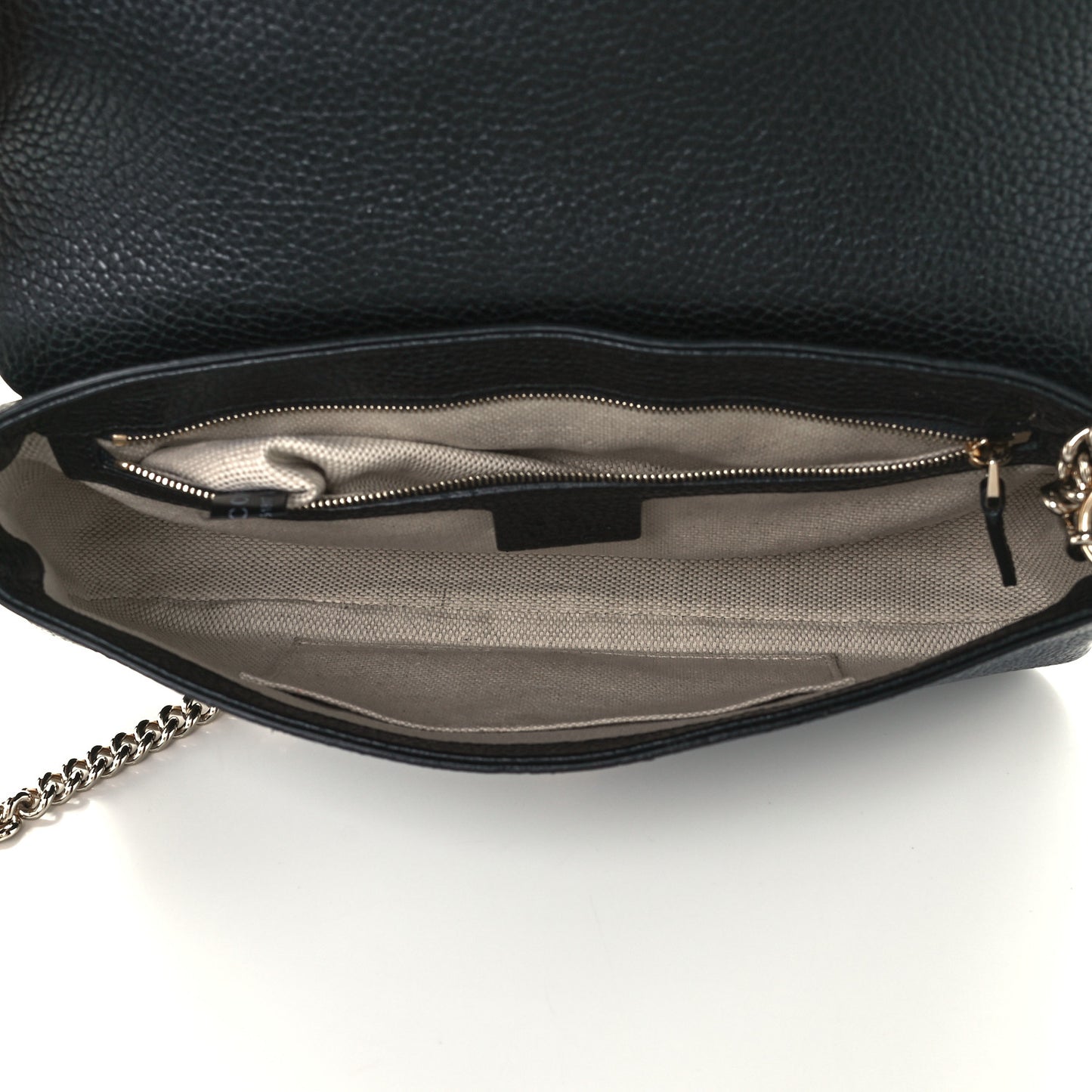 Pebbled Calfskin Medium Soho Flap Crossbody Black