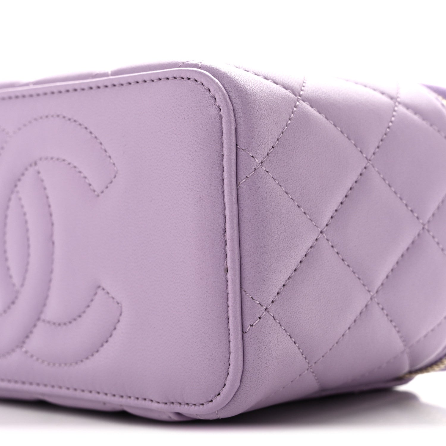 Chanel Lambskin Quilted Small Top Handle Vanity Case With Chain Light Purple 10 of 11