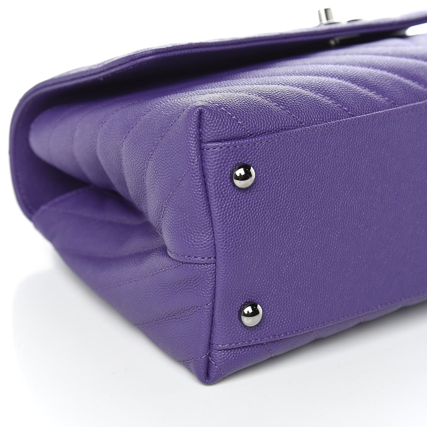 Caviar Chevron Quilted Small Coco Handle Flap Purple