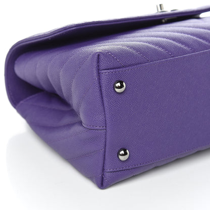 Chanel Caviar Chevron Quilted Small Coco Handle Flap Purple 8 of 9