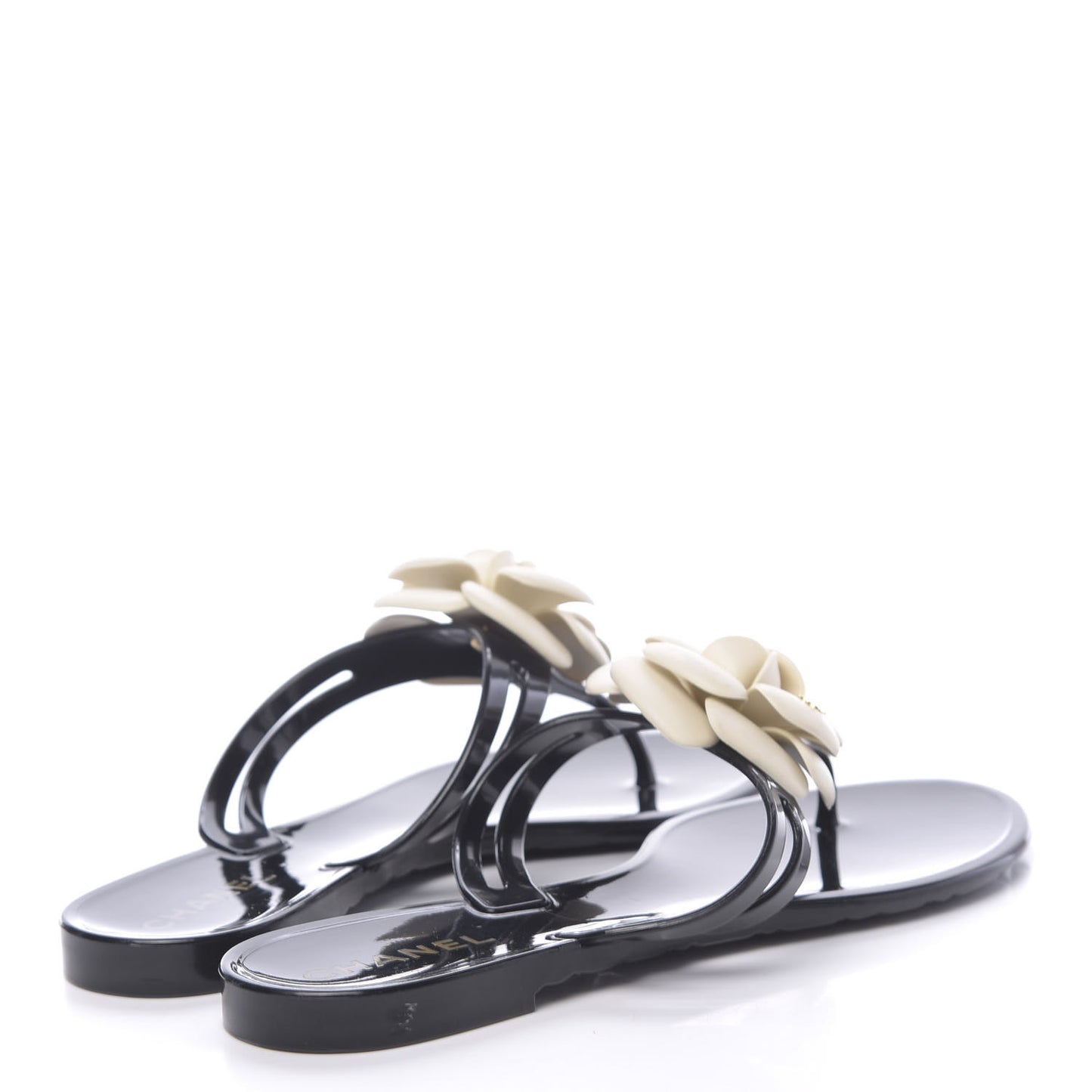 Jelly Camellia Thong Sandals 39 Black Ivory