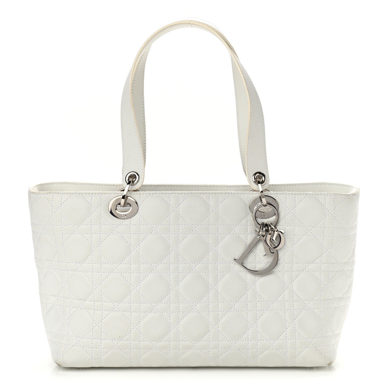 Christian Dior Lambskin Cannage Large Lady Dior Shopper Tote White 1 of 16
