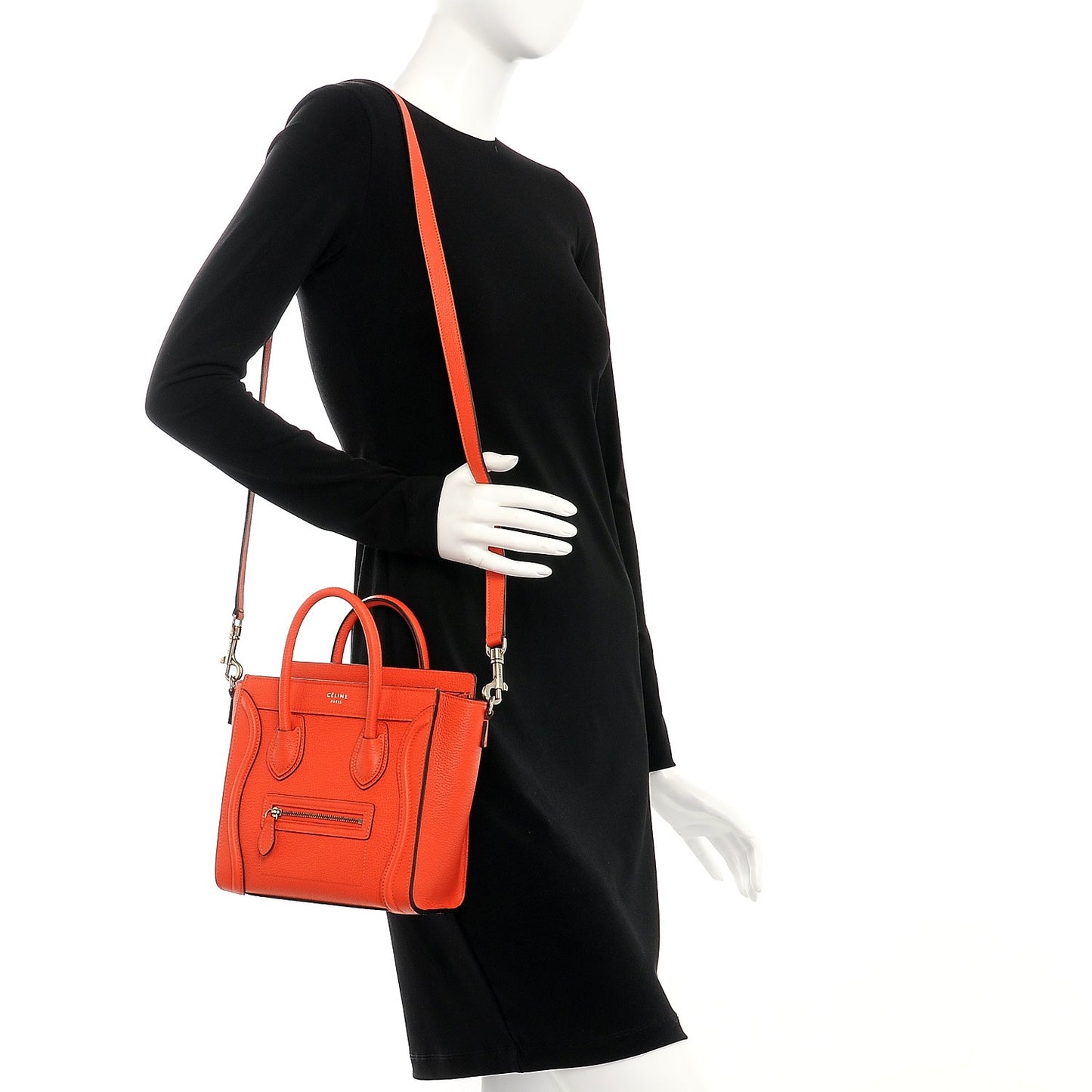 Drummed Calfskin Nano Luggage Vermillion