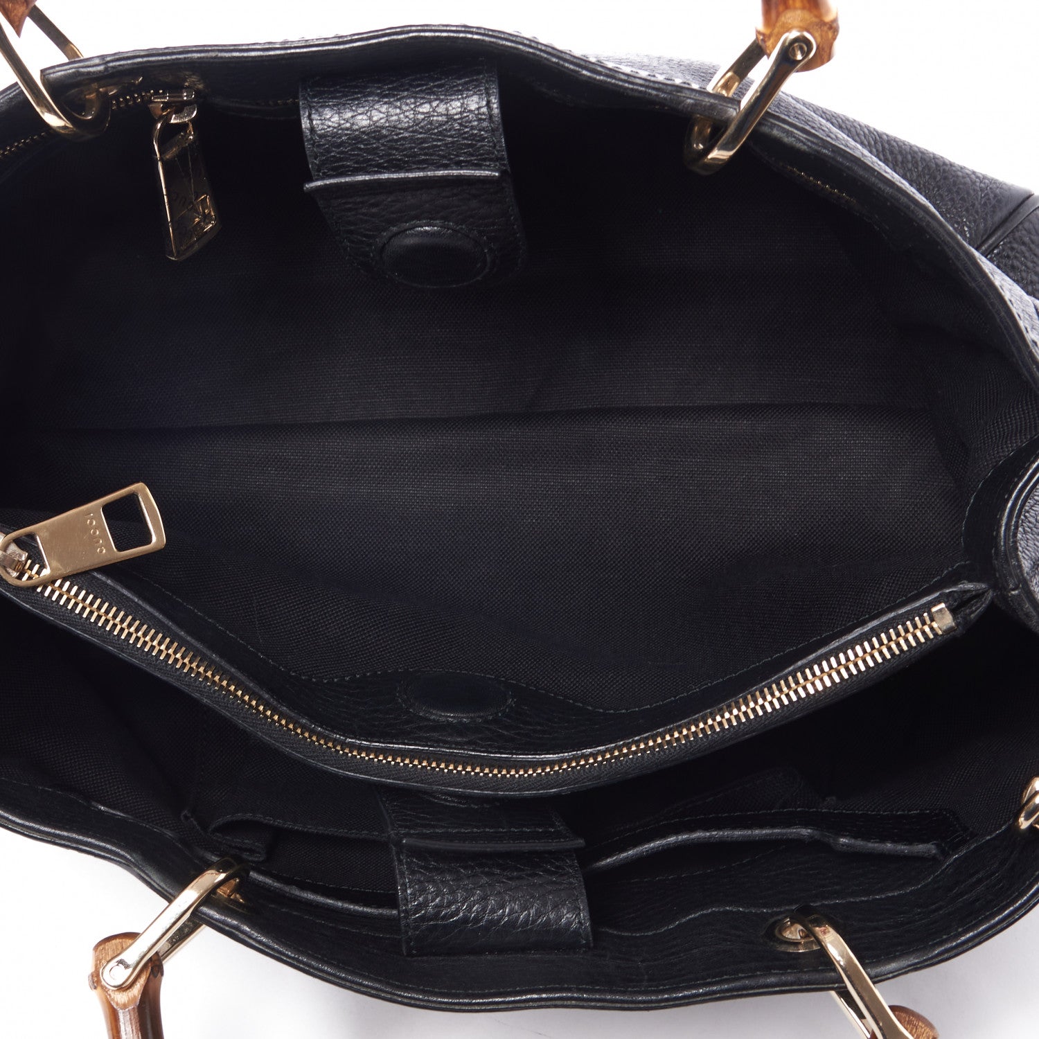 Gucci Pebbled Calfskin Medium Bamboo Shopper Tote Black 7 of 8