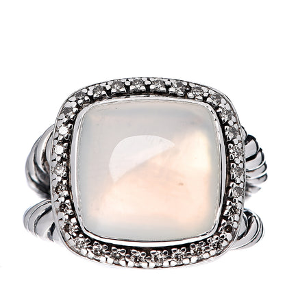 David Yurman Sterling Silver Diamond Moon Quartz 14mm Albion Ring 54 6.75 1 of 5