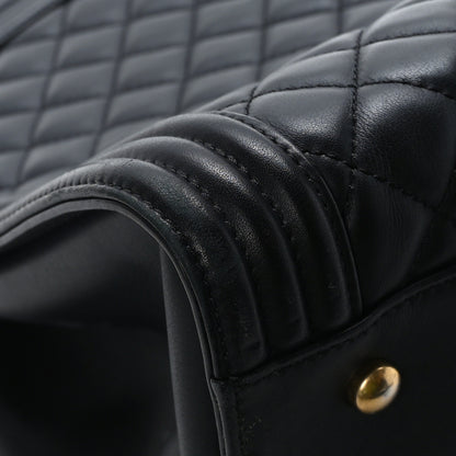 Chanel Calfskin Quilted Boy Shopping Tote Black 10 of 12