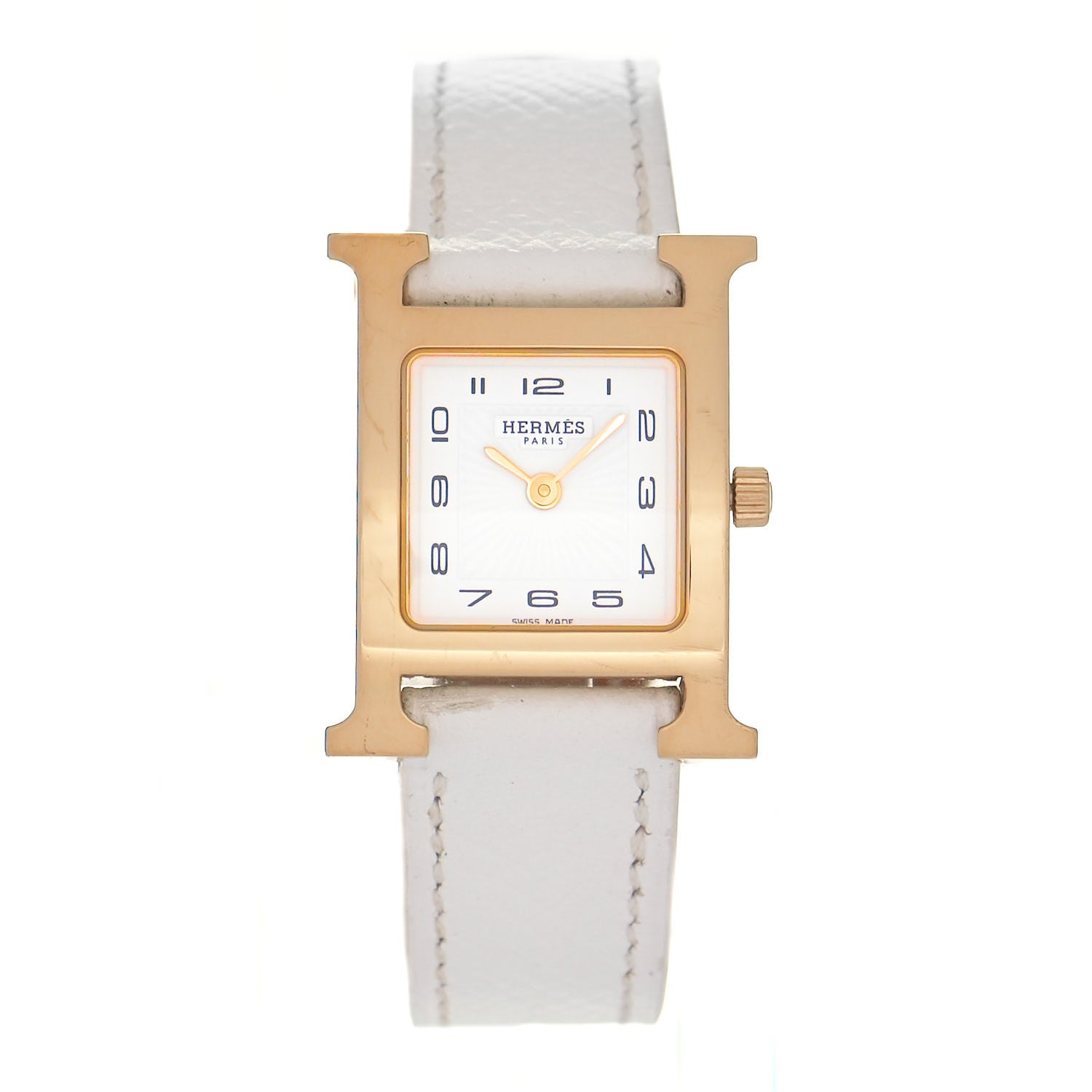 Hermes Stainless Steel Epsom 21mm Heure H Hour Quartz Watch Blanc 1 of 5