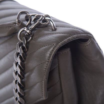 Saint Laurent Sheepskin Matelasse Chevron Monogram Large College Satchel Dark Anthracite 13 of 13