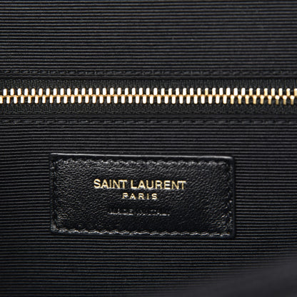 Saint Laurent Grain De Poudre Matelasse Chevron Large Monogram Satchel Black 5 of 7