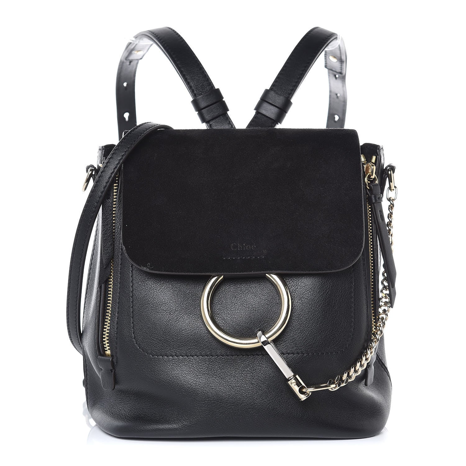 Chloe Suede Calfskin Small Faye Backpack Black 1 of 13