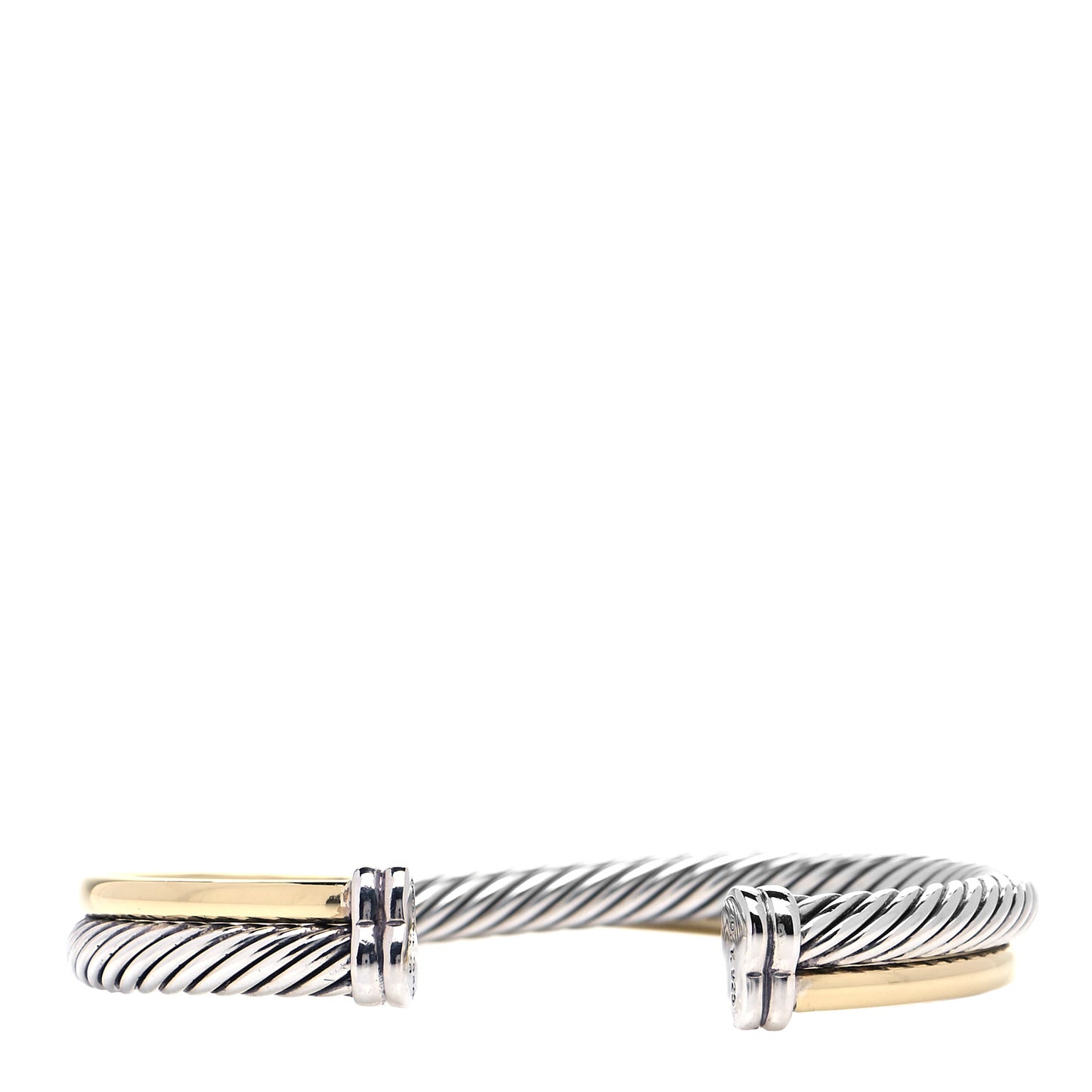 Sterling Silver 18K Yellow Gold 5mm Crossover Cuff Bracelet