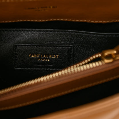 Saint Laurent Calfskin Y Quilted Monogram Small Loulou Chain Satchel Dark Natural 7 of 12