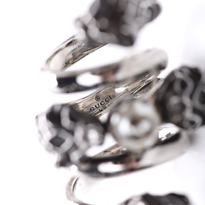 Gucci Pearl Tiger Heads Double Wrap Ring 6.5 Silver 3 of 4