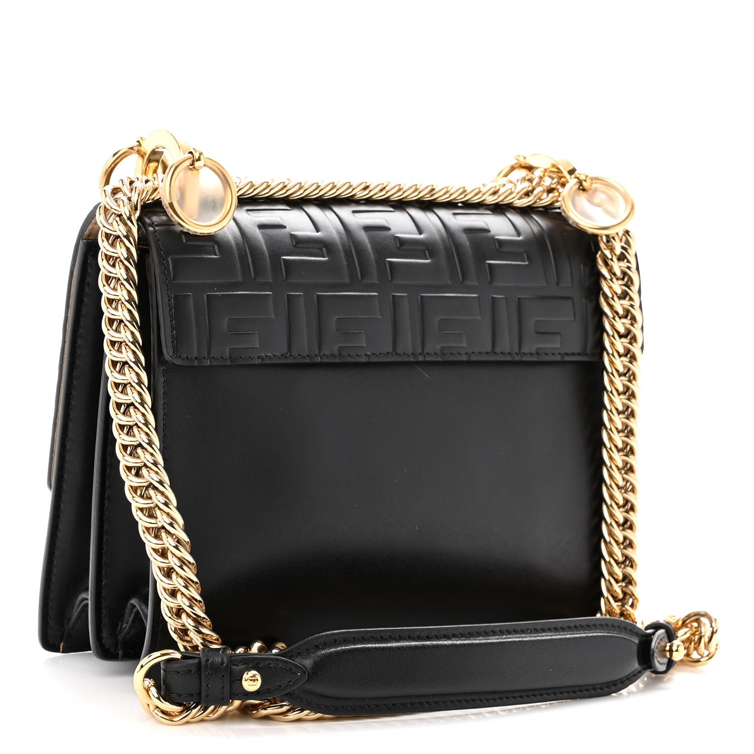 Fendi Vitello Liberty FF 1974 Embossed Small Kan I Shoulder Bag Black 3 of 10