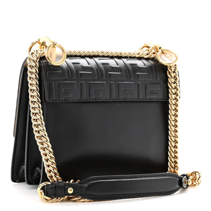 Fendi Vitello Liberty FF 1974 Embossed Small Kan I Shoulder Bag Black 3 of 10