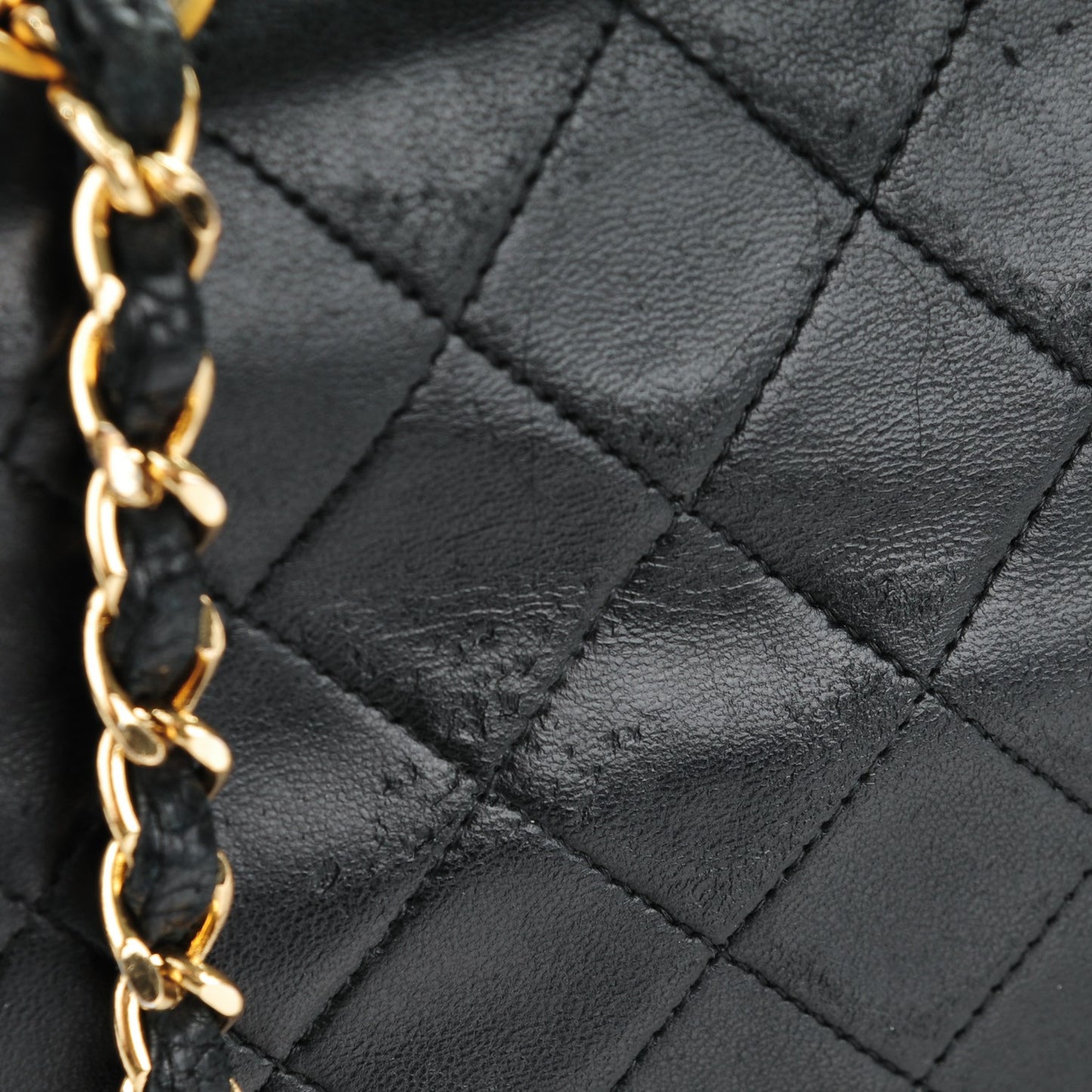Lambskin Quilted Mini Square Flap Black
