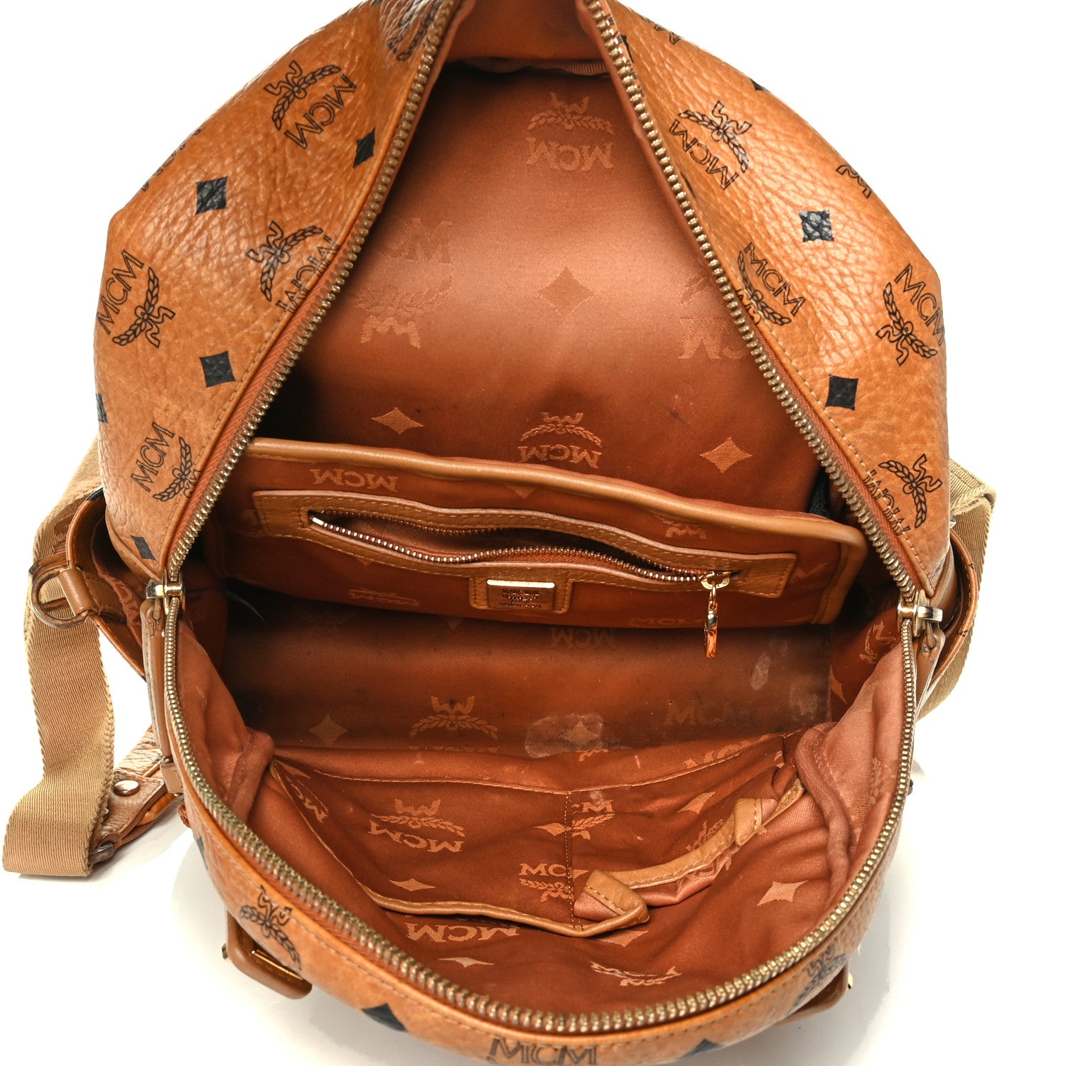 MCM Visetos Studded Small Dual Stark Backpack Cognac 4 of 8