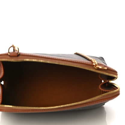 Celine Triomphe Canvas Calfskin Mini Clutch on Chain Tan 4 of 7