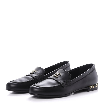 Chanel Calfskin CC Chain Mocassin Loafers 37.5 Black 3 of 9