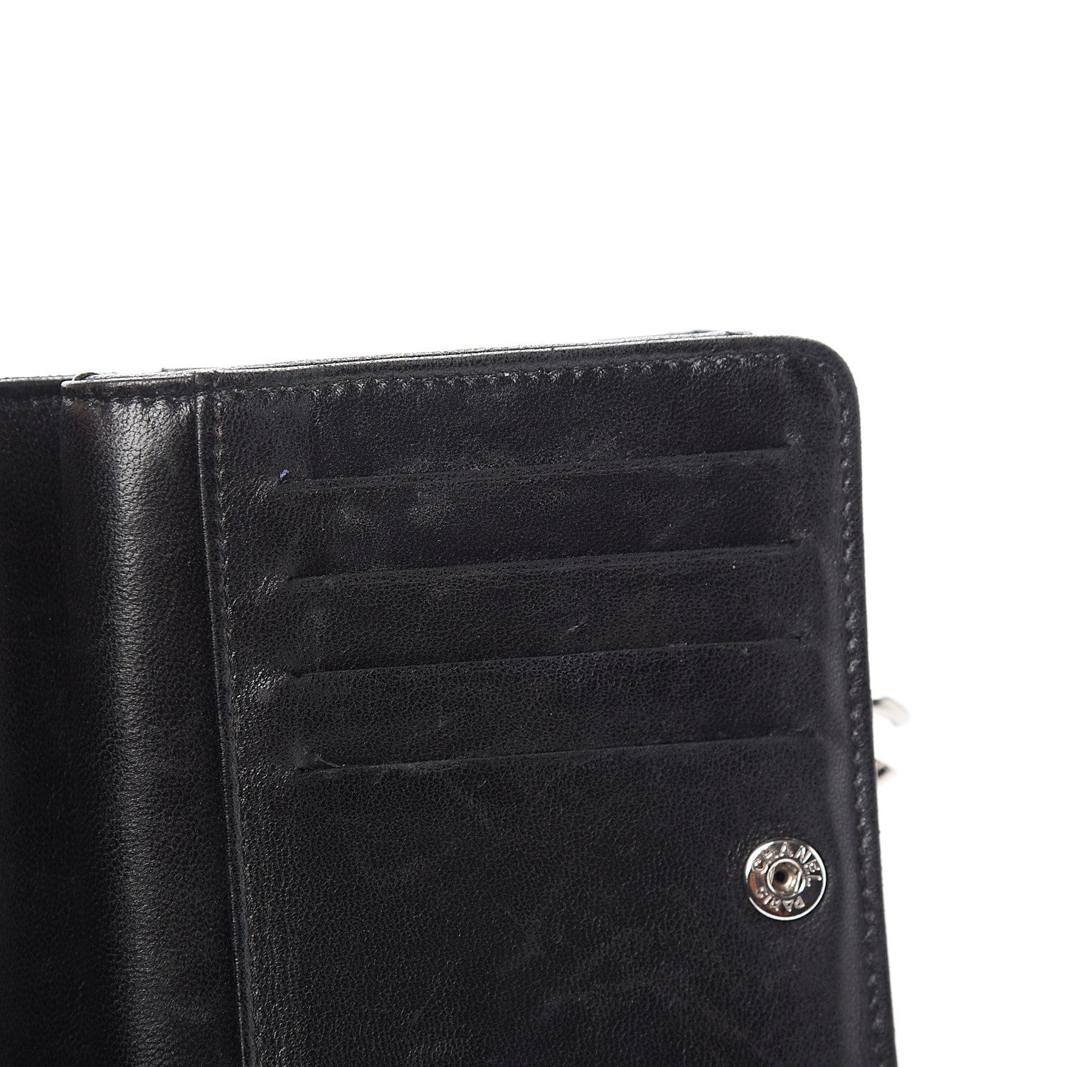 Chanel Lambskin Quilted Zip Around Coin Purse Wallet Black 6 of 10