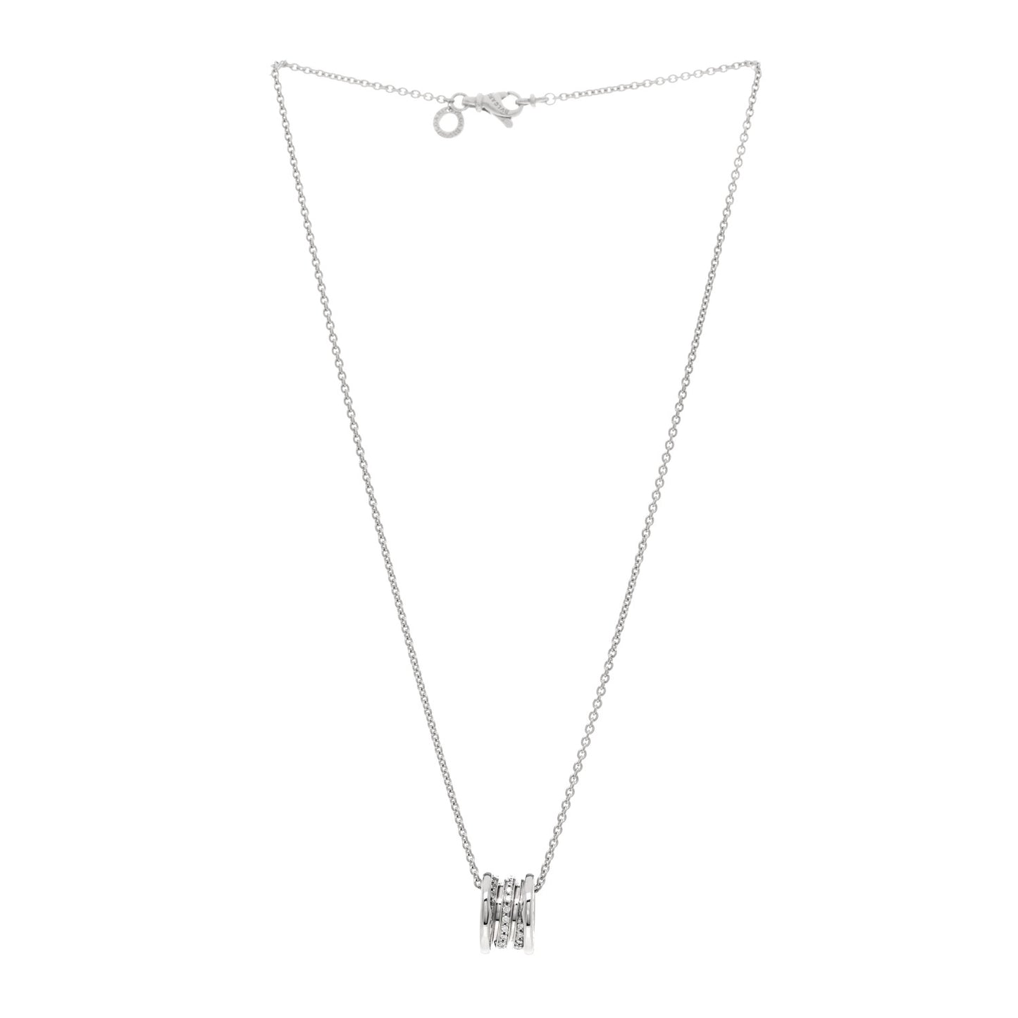18K White Gold Diamond B.Zero1 Pave Pendant Necklace
