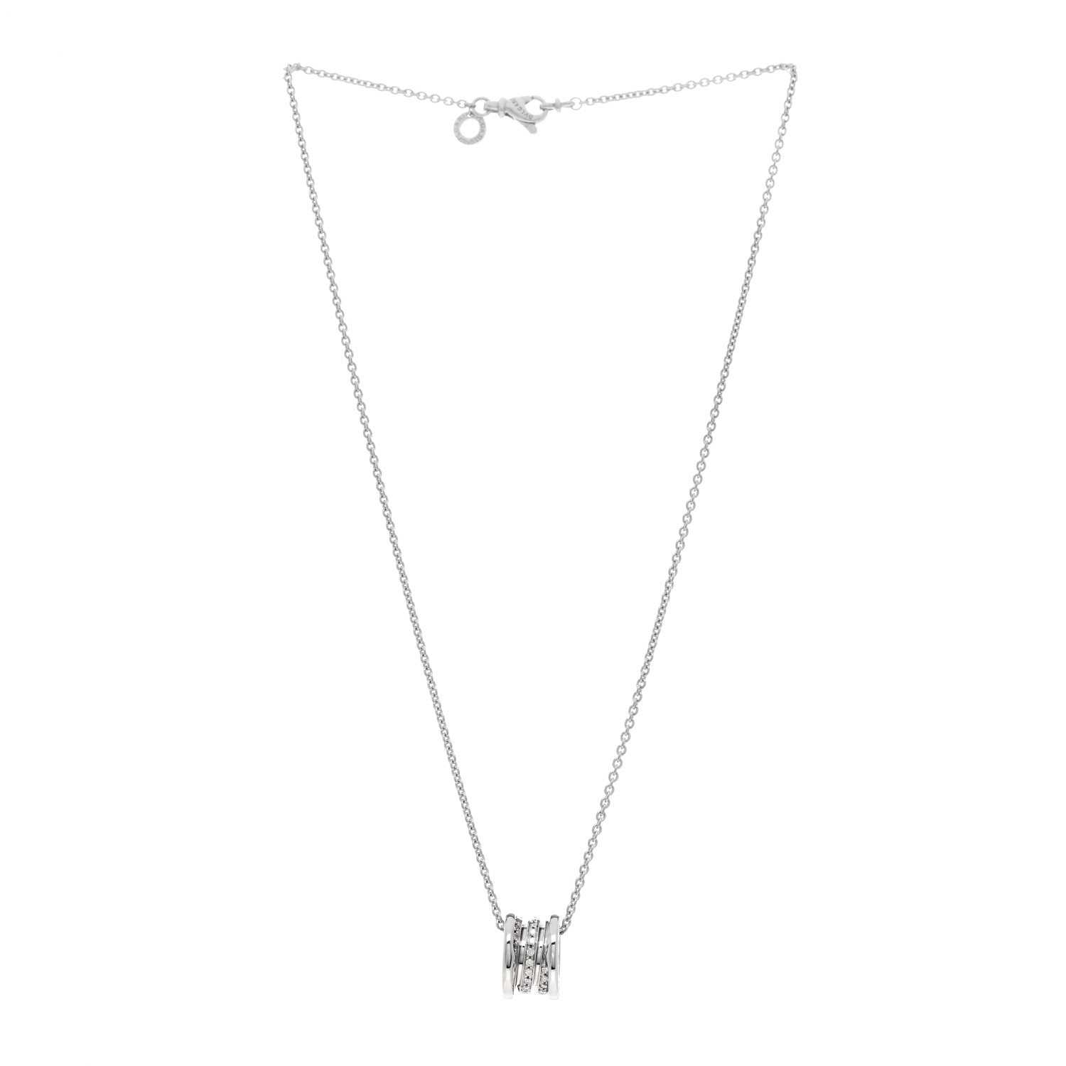 Bulgari 18K White Gold Diamond B.Zero1 Pave Pendant Necklace 3 of 5