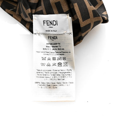 Fendi Silk FF Logo Headband Tobacco 4 of 4