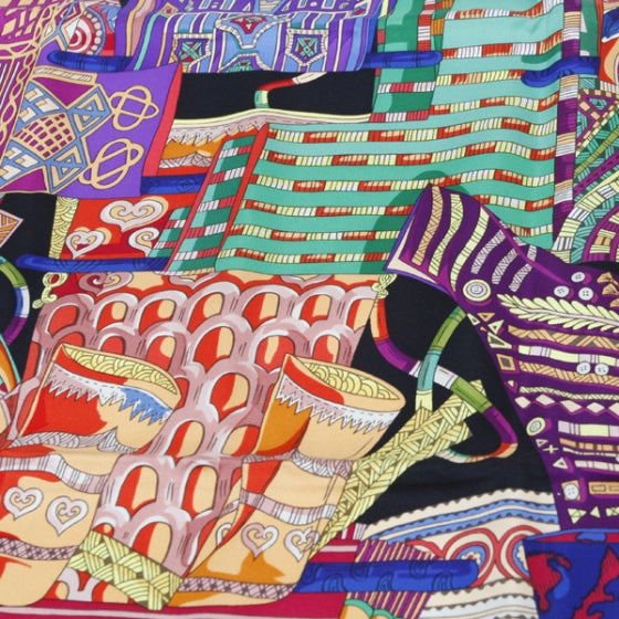 Hermes Silk Voyage En Etoffes Scarf 90 Black 6 of 7