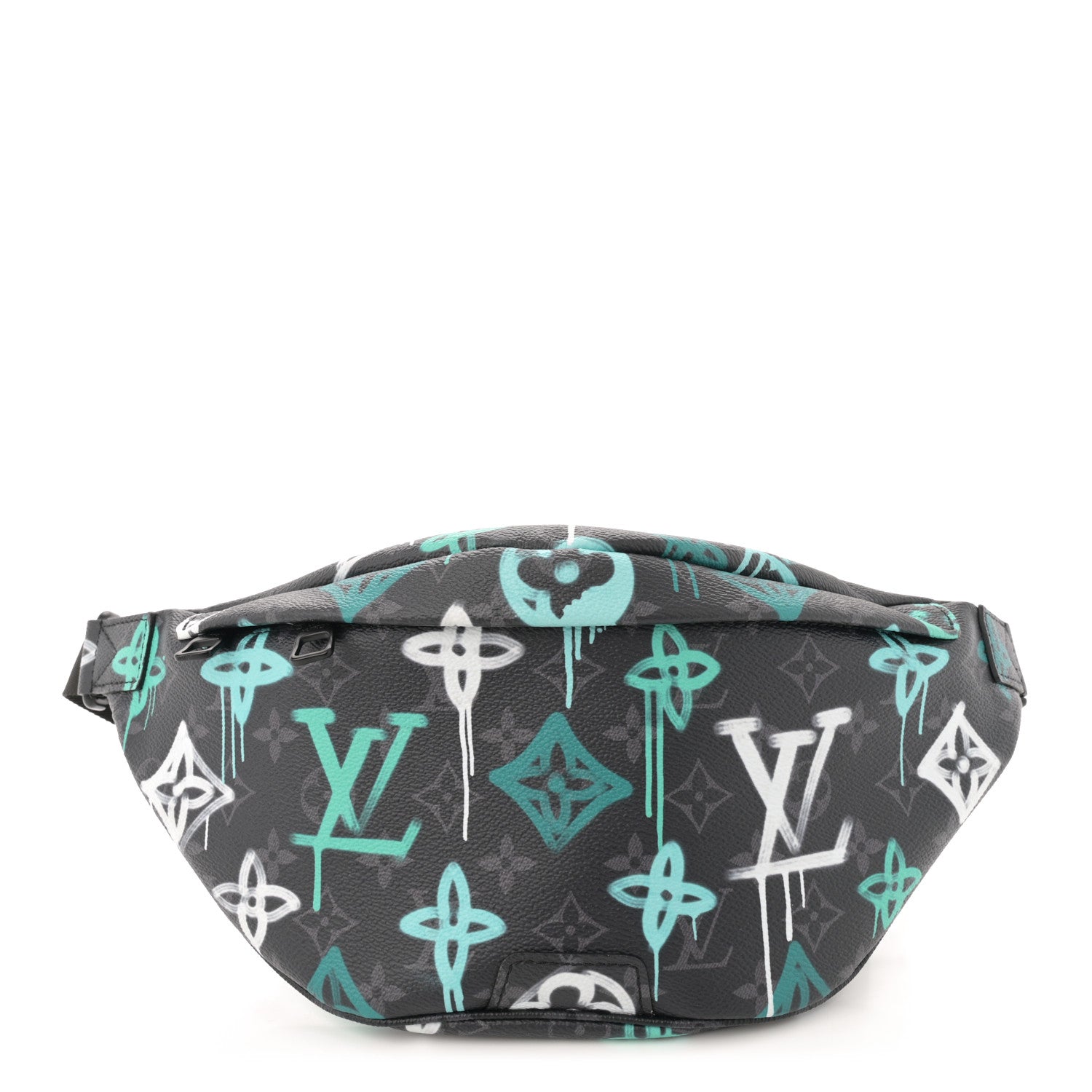 Louis Vuitton Monogram Eclipse LV Graffiti Discovery Bumbag Green Lights 1 of 10
