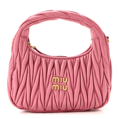 Miu Miu Nappa Matelasse Small Wander Hobo Pink 1 of 9