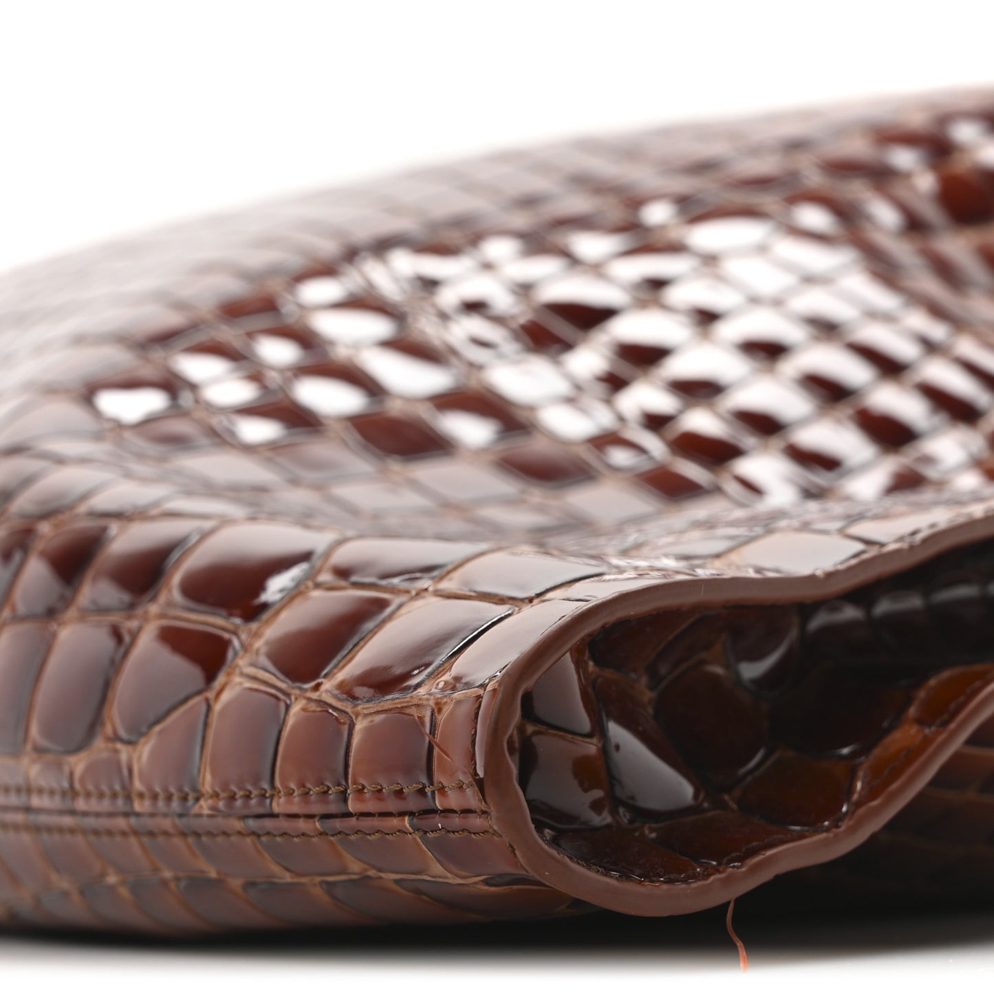 Patent Calfskin Crocodile Embossed Le 54 Tote Acajou