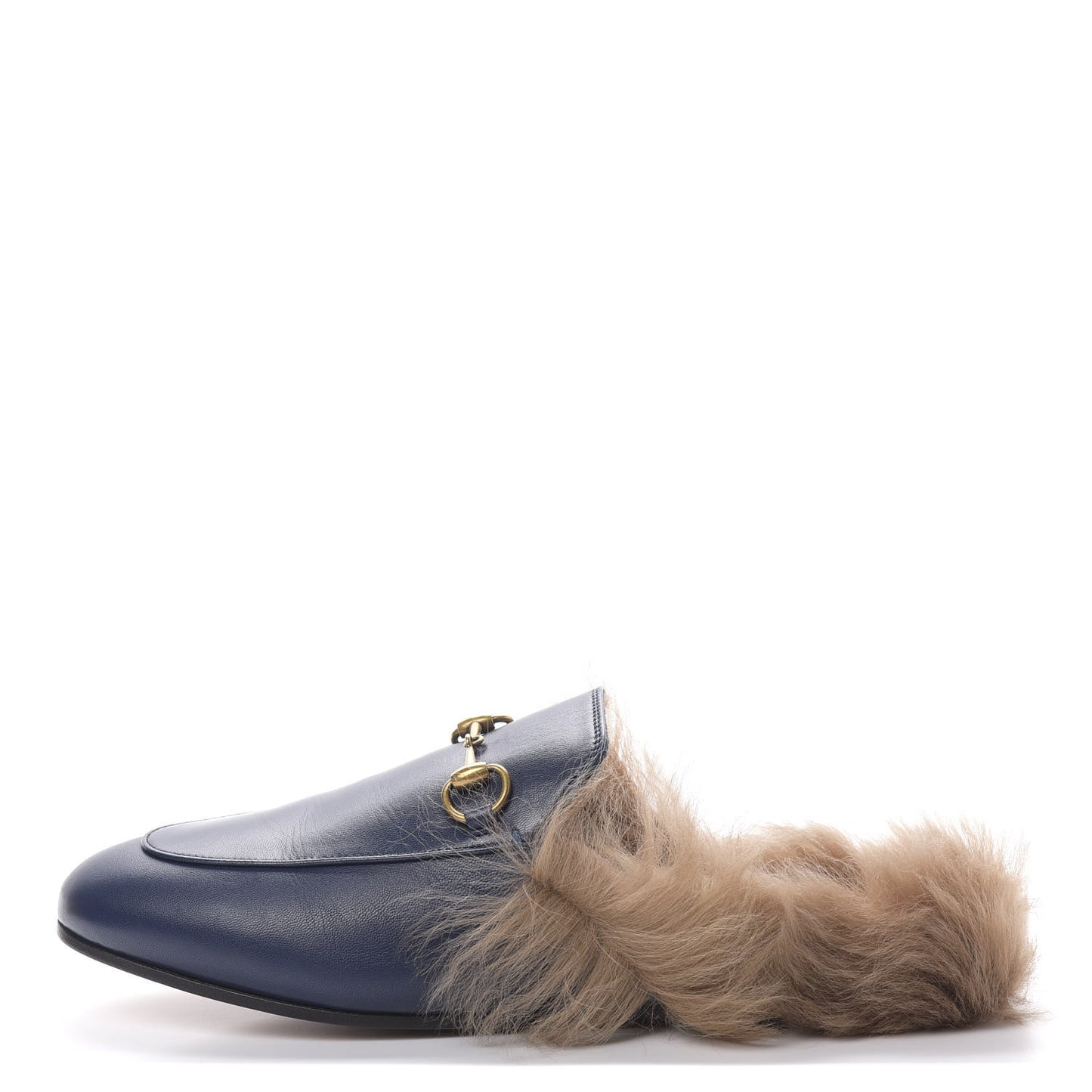 Malaga Kid Fur Womens Princetown Slippers 39 Blue Agata