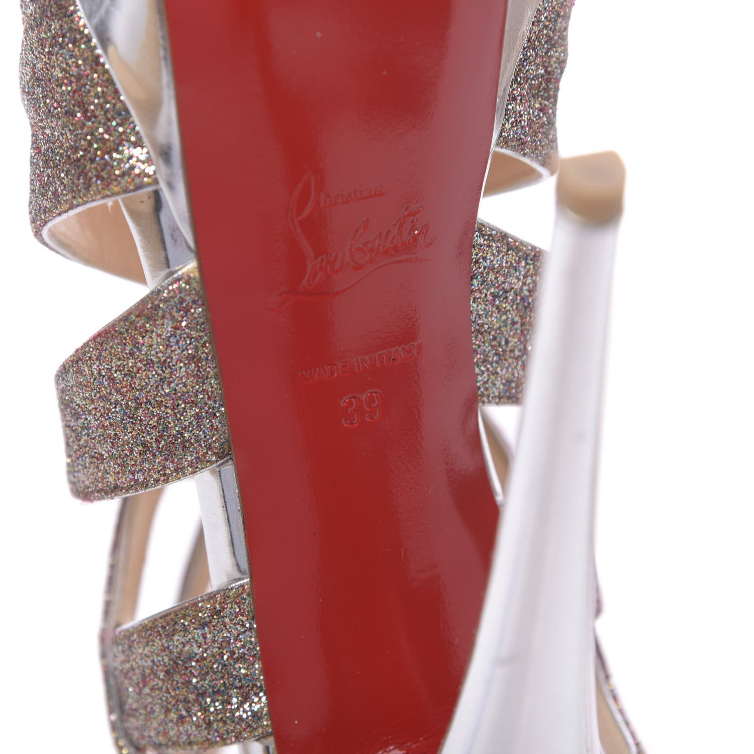 Christian Louboutin Glitter Mini Specchio Balota 150 Platform Sandals 39 Multi Silver 7 of 10