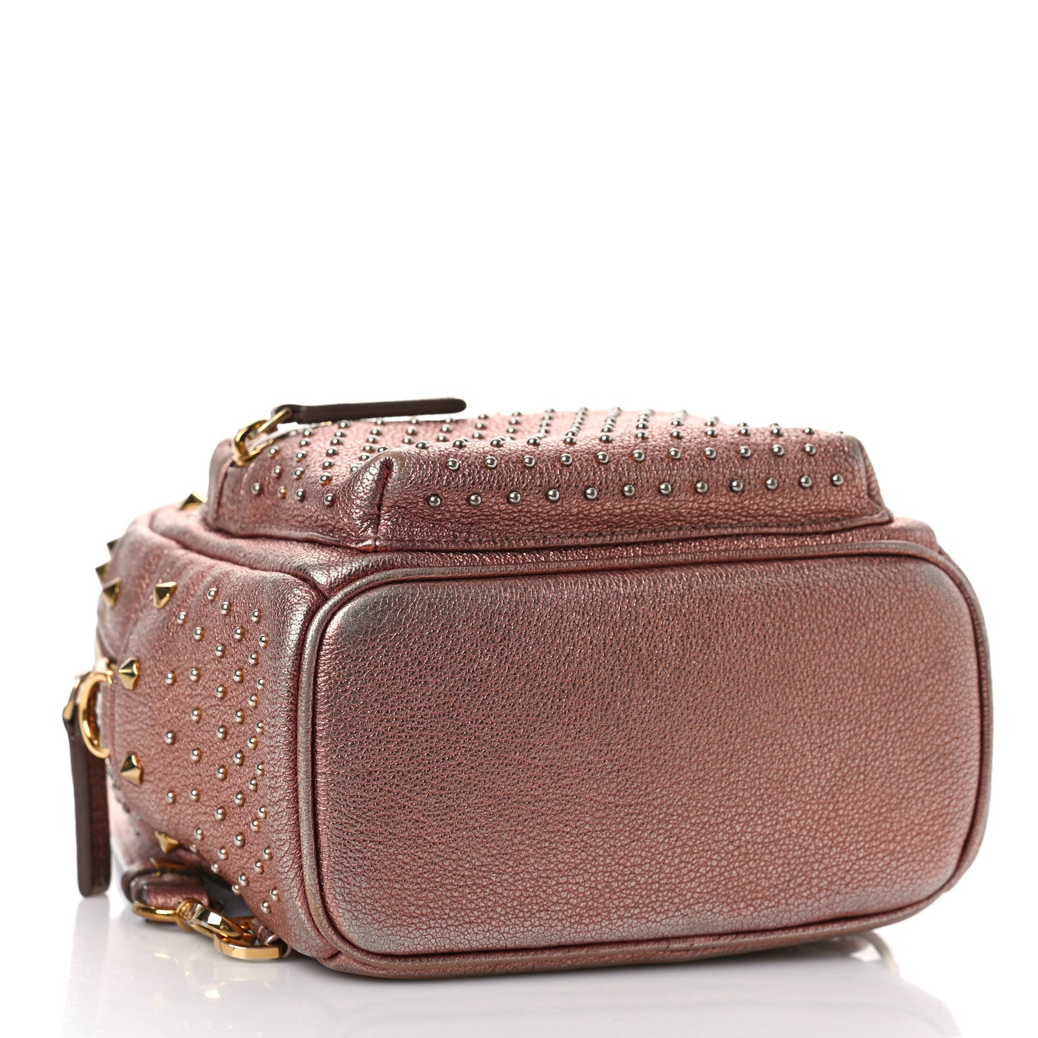 MCM Metallic Calfskin Stud X-Mini Stark Bebe Boo Backpack Pink 4 of 8